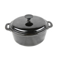 Ensemble de batterie de cuisine / cocotte en fonte émaillée noir rond / ovale de haute qualité